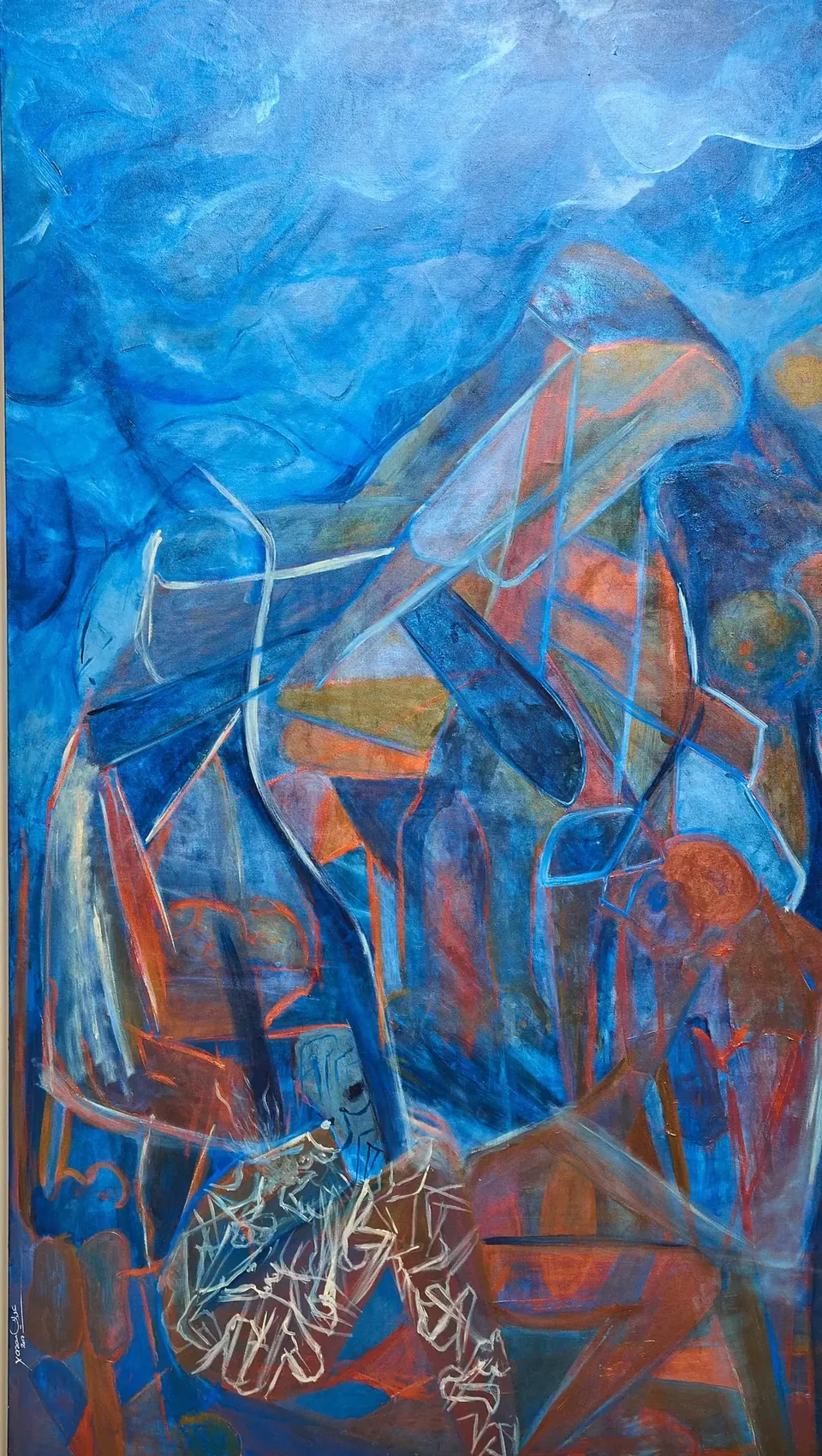 Atlantis — acrylic on canvas painting by Yazan Orabi, 250 × 150 cm