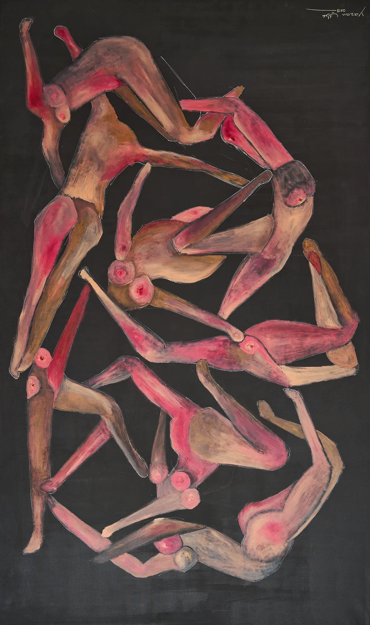 She Took My Mind — acrylic on canvas painting by Yazan Orabi, 150 × 250 cm