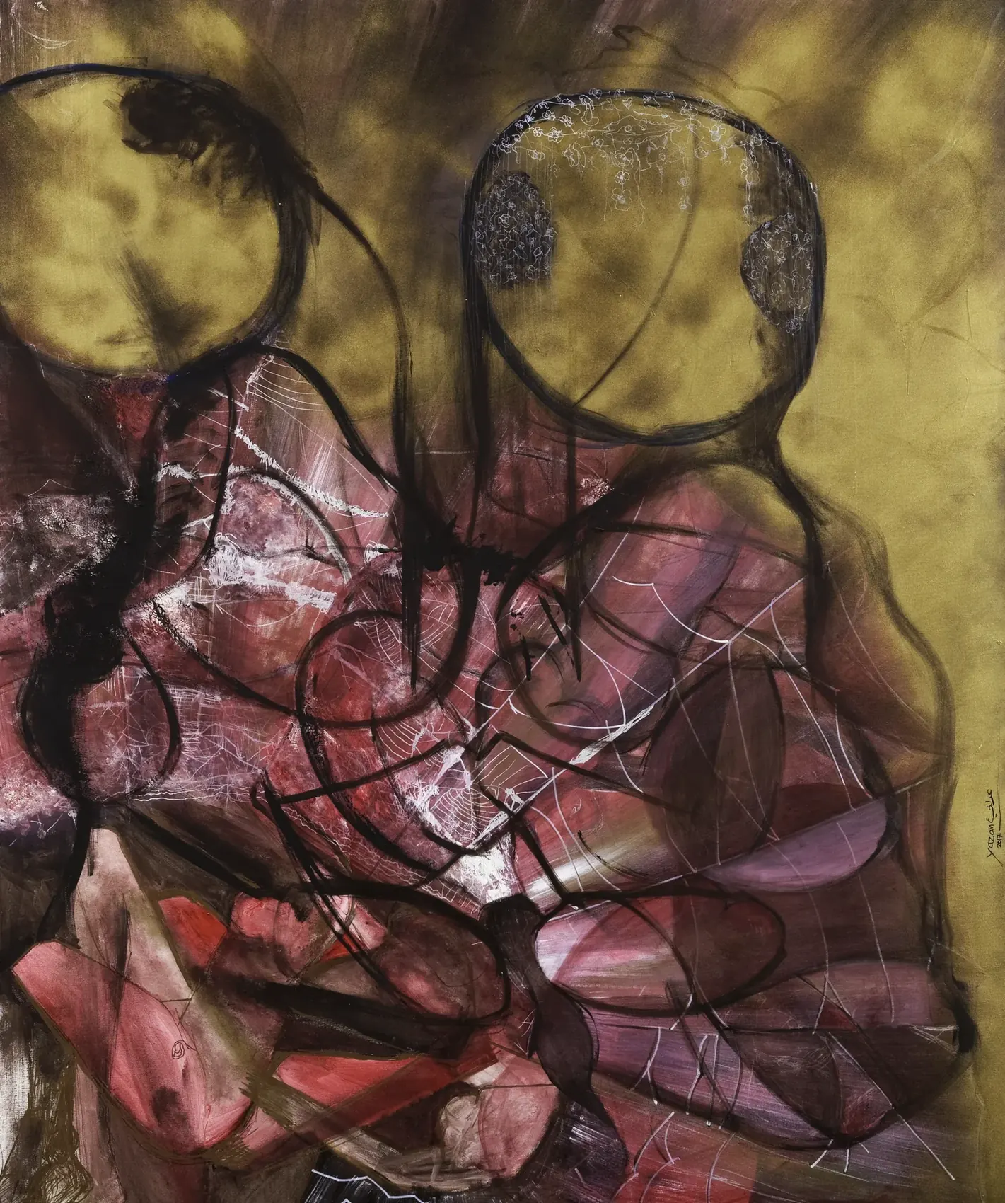 Arachne — acrylic on canvas painting by Yazan Orabi, 150 × 180 cm